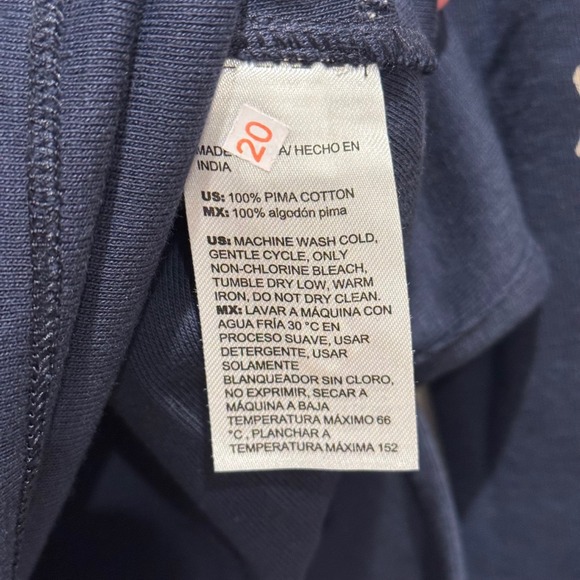 Chicos Floral Pima Cotton Knit Tunic Top 3/4 Sleeve Square Neck Navy‎ Size 1 M 8 - Picture 5 of 8